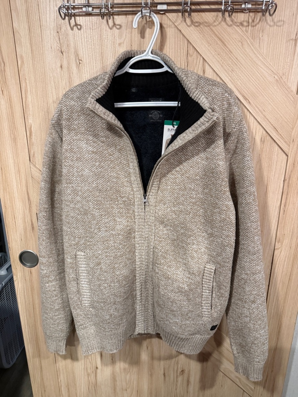 NWT! Buffalo David Bitton Men's Tan Zip-Up Knit Sweater Jacket